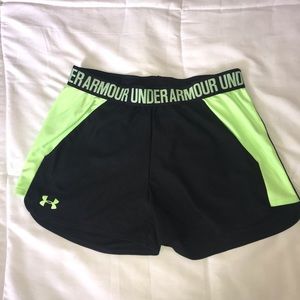 Neon Green & Black Under Armour Athletic Shorts